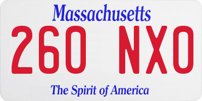 MA license plate 260NX0