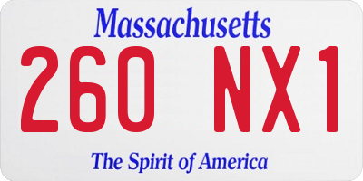 MA license plate 260NX1
