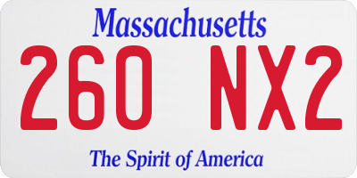 MA license plate 260NX2