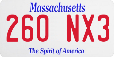 MA license plate 260NX3