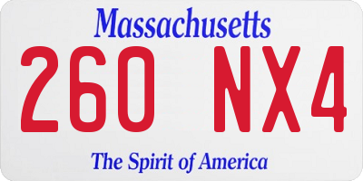 MA license plate 260NX4