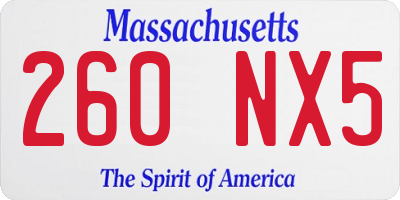 MA license plate 260NX5