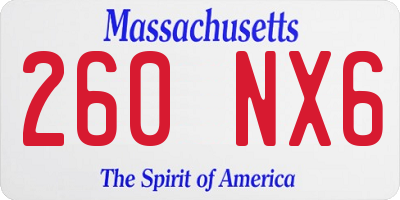 MA license plate 260NX6
