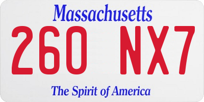MA license plate 260NX7