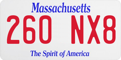 MA license plate 260NX8