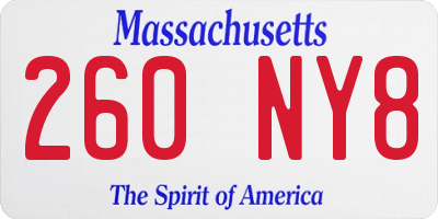 MA license plate 260NY8