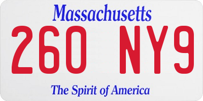 MA license plate 260NY9