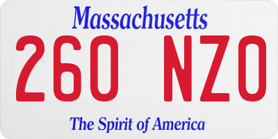 MA license plate 260NZ0