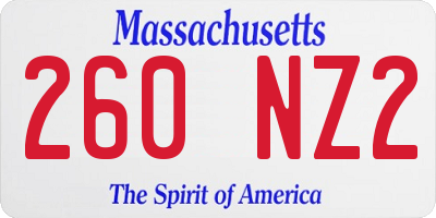 MA license plate 260NZ2