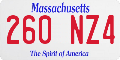 MA license plate 260NZ4