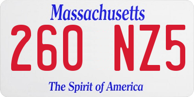 MA license plate 260NZ5