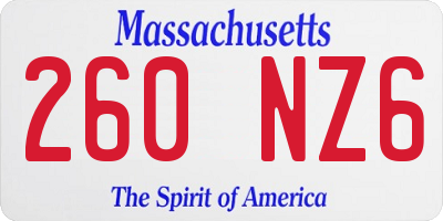 MA license plate 260NZ6