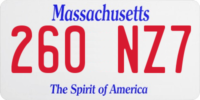 MA license plate 260NZ7