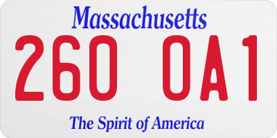 MA license plate 260OA1