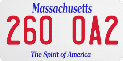 MA license plate 260OA2