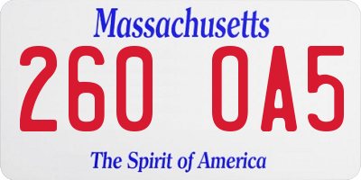 MA license plate 260OA5