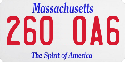 MA license plate 260OA6