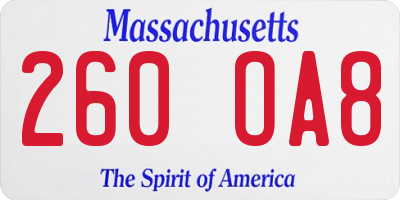 MA license plate 260OA8