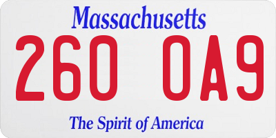 MA license plate 260OA9