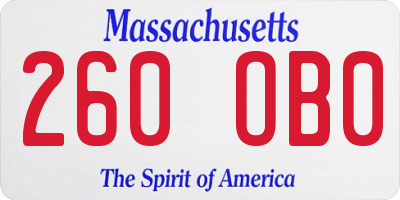 MA license plate 260OB0
