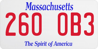 MA license plate 260OB3