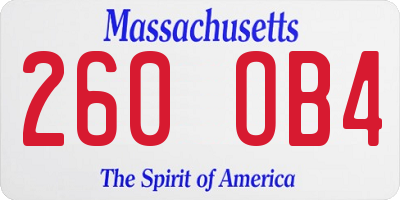 MA license plate 260OB4