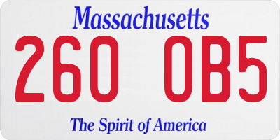 MA license plate 260OB5