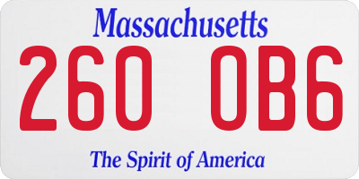 MA license plate 260OB6