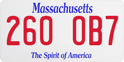 MA license plate 260OB7