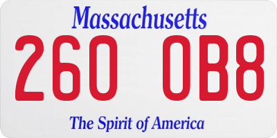 MA license plate 260OB8