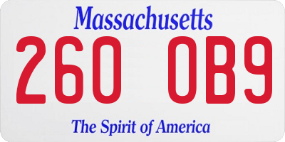 MA license plate 260OB9