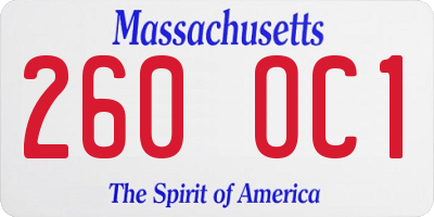 MA license plate 260OC1