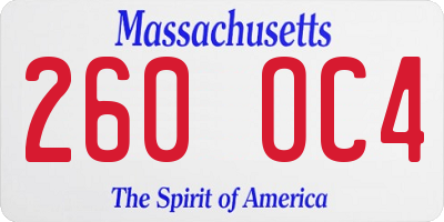 MA license plate 260OC4