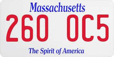 MA license plate 260OC5