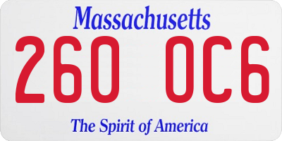 MA license plate 260OC6