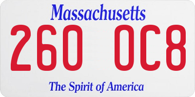 MA license plate 260OC8