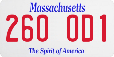 MA license plate 260OD1