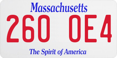 MA license plate 260OE4