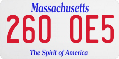 MA license plate 260OE5