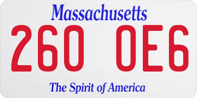 MA license plate 260OE6