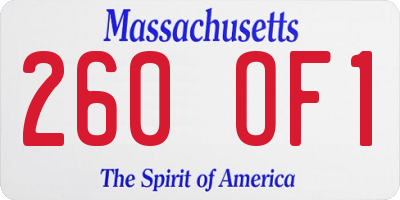 MA license plate 260OF1
