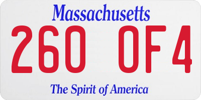 MA license plate 260OF4
