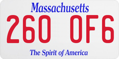 MA license plate 260OF6