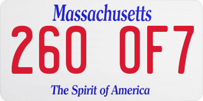 MA license plate 260OF7