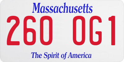 MA license plate 260OG1