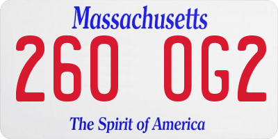 MA license plate 260OG2