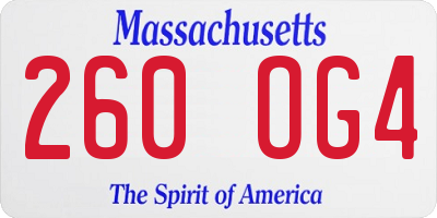 MA license plate 260OG4