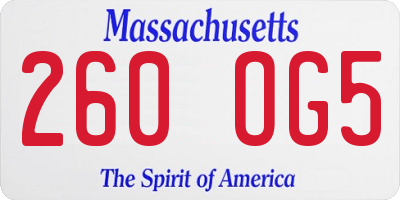 MA license plate 260OG5