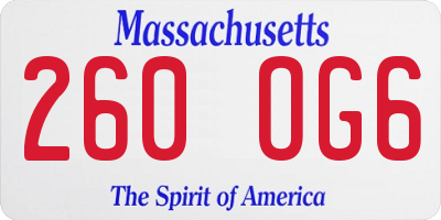 MA license plate 260OG6