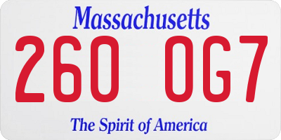 MA license plate 260OG7